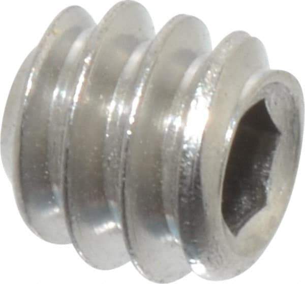 Value Collection - #6-32 UNC, 1/8" OAL, Flat Point Set Screw - Grade Austenitic A2 Stainless Steel, 1/16" Key - Apex Tool & Supply