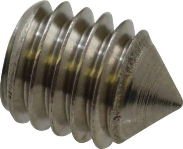 Value Collection - #10-32 UNF, 1/4" OAL, Cone Point Set Screw - Grade Austenitic A2 Stainless Steel, 3/32" Key - Apex Tool & Supply