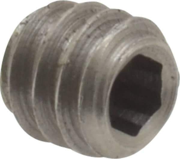Value Collection - 1/4-20 UNC, 1/4" OAL, Oval Point Set Screw - Grade Austenitic A2 Stainless Steel, 1/8" Key - Apex Tool & Supply