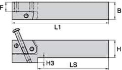 Kennametal - KGMS, Left Hand, Indexable Grooving Tool Holder - 31.75mm Shank Height, 31.75mm Shank Width, 139.9mm OAL - Apex Tool & Supply