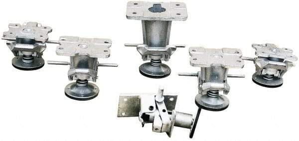 Vestil - 9-7/8" Mounting Height, Floor Lock for 8" Diam Caster Wheels - 1" Retracted Clearance, 5-3/8" x 7-1/4" Top Plate Size, 3-3/8" x 5-1/4" Bolt Hole Spacing - Apex Tool & Supply