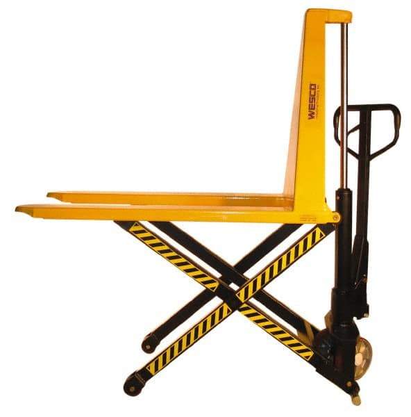 Wesco Industrial Products - 3,000 Lb Capacity Skid Lifter Scissor Lift - 3-1/2" Lift Height, 43" Platform Length x 20" Platform Width - Apex Tool & Supply