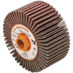 WALTER Surface Technologies - 4-1/4" Diam 120 Grit Aluminum Oxide Unmounted Flap Wheel - 5/8-11 Threaded Hole, 2" Wide, Coated, Grade Fine, 3,800 Max RPM - Apex Tool & Supply