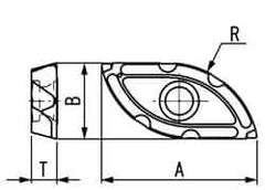 Dijet - SWB2100 Grade JC5040 Carbide Milling Insert - TiAlN Finish, 0.15" Thick, 0.728" Inscribed Circle, 1/2" Corner Radius - Apex Tool & Supply
