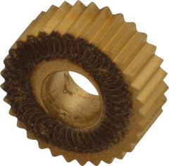 Dorian Tool - 1/2" Diam, 90° Tooth Angle, 20 TPI, Standard (Shape), Form Type High Speed Steel Straight Knurl Wheel - 3/16" Face Width, 3/16" Hole, Circular Pitch, Bright Finish, Series C - Exact Industrial Supply