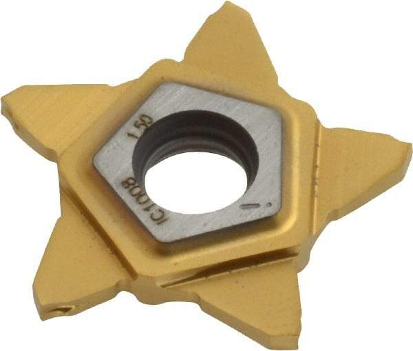 Iscar - 24N150J010PENTA J Grade IC1008, 1.5mm Cutting Width Carbide Grooving Insert - 5mm Max Depth of Cut, Neutral, 0.1mm Corner Radius, TiAlN/TiN Finish - Apex Tool & Supply