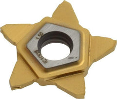 Iscar - 24N150J010PENTA J Grade IC1008, 1.5mm Cutting Width Carbide Grooving Insert - 5mm Max Depth of Cut, Neutral, 0.1mm Corner Radius, TiAlN/TiN Finish - Apex Tool & Supply