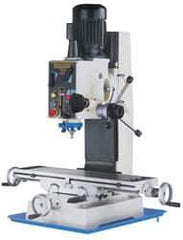 Rong Fu - 3 Phase, 20" Swing, Geared Head Mill Drill Machine - 32" Table Length x 9-3/8" Table Width, 20-1/2" Longitudinal Travel, 8-1/4" Cross Travel, 6 Spindle Speeds, 1 hp, 220 Volts - Apex Tool & Supply