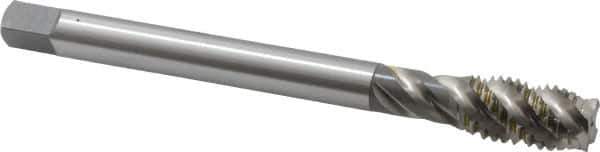 OSG - 5/8-11 UNC 4 Flute H3 Bright Finish High Speed Steel Spiral Flute Extension Tap - Plug Chamfer, 6" OAL, 3B Class of Fit - Apex Tool & Supply