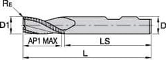 Kennametal - 12mm Diam, 26mm LOC, 3 Flute Solid Carbide 0.5mm Corner Radius Roughing End Mill - Uncoated, 83mm OAL, 12mm Shank Diam, Single End, Centercutting, 30° Helix - Apex Tool & Supply
