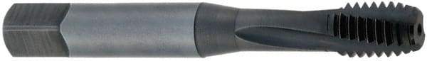OSG - M10x1.25 Metric Fine 3 Flute Modified Bottoming Spiral Flute Tap - Powdered Metal, TiCN Finish, 2-15/16" OAL, Right Hand Flute, Right Hand Thread, D5 - Exact Industrial Supply