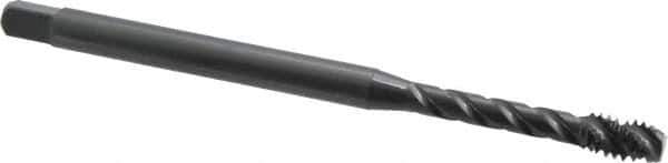 OSG - #8-32 UNC 3 Flute H3 Oxide Finish Vanadium High Speed Steel Spiral Flute Extension Tap - Bottoming Chamfer, 6" OAL, 1-1/8" Thread Length, 2B Class of Fit, Series 398 - Apex Tool & Supply