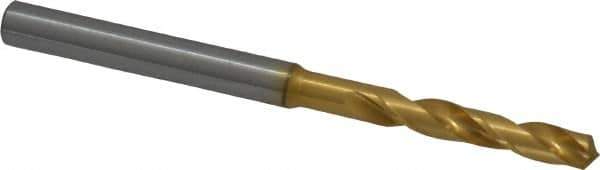 OSG - 5/32" 130° Spiral Flute Cobalt Screw Machine Drill Bit - TiN Finish, Right Hand Cut, 1" Flute Length, 2-7/16" OAL, Standard Point, Straight Shank - Apex Tool & Supply