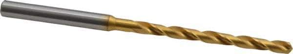 OSG - 9/64" 130° Cobalt Jobber Drill - TiN Finish, Right Hand Cut, Spiral Flute, Straight Shank, 3-3/16" OAL, Standard Point - Apex Tool & Supply