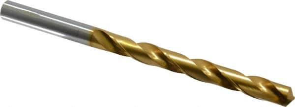 OSG - 3/8" 130° Cobalt Jobber Drill - TiN Finish, Right Hand Cut, Spiral Flute, Straight Shank, 5-7/16" OAL, Standard Point - Apex Tool & Supply