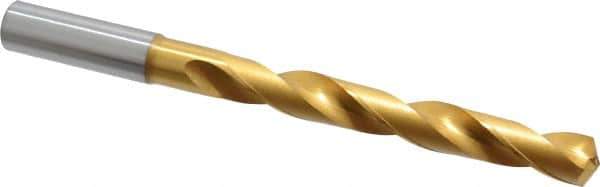 OSG - 37/64" 130° Cobalt Jobber Drill - TiN Finish, Right Hand Cut, Spiral Flute, Straight Shank, 7-3/16" OAL, Standard Point - Apex Tool & Supply