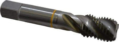 Guhring - 1-8 UNC 4 Flute 2B Modified Bottoming Spiral Flute Tap - Cobalt, Bright Finish, 5-1/8" OAL, Right Hand Flute, Right Hand Thread, Series 3904 - Apex Tool & Supply