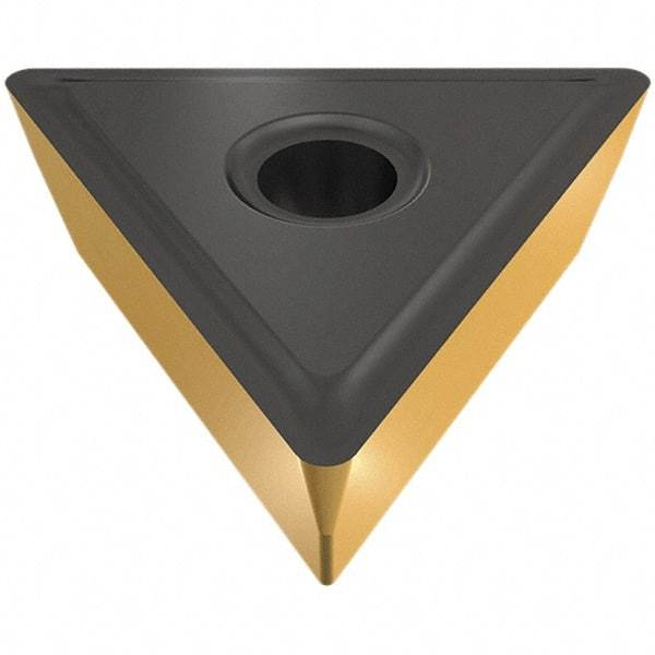 Iscar - TPMR221 PF Grade IC9250 Carbide Turning Insert - TiCN/Al2O3/TiN Finish, 60° Triangle, 1/4" Inscr Circle, 1/8" Thick, 1/64" Corner Radius - Apex Tool & Supply