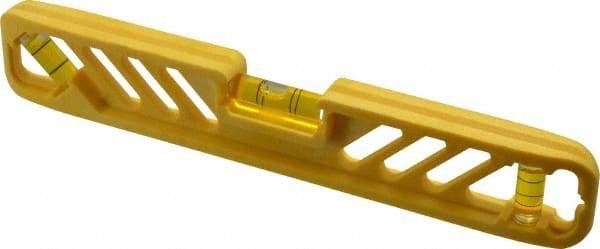 Empire Level - Magnetic 9" Long 3 Vial Torpedo Level - Polycast, Yellow, 1 45°, 1 Level & 1 Plumb Vials - Apex Tool & Supply