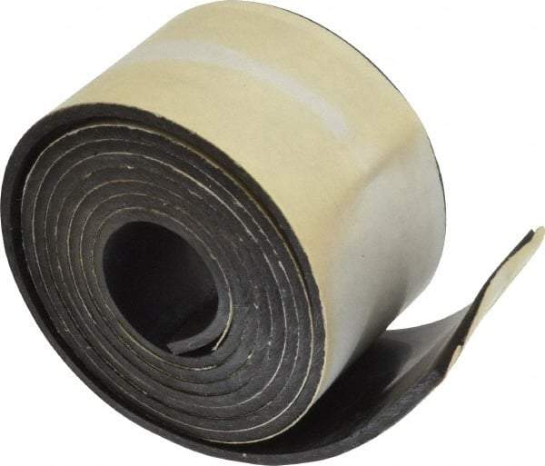 Made in USA - 1/8" Thick x 2" Wide x 60" Long, Adhesive Backed Buna-N Rubber Strip - Stock Length, 70 Shore A Durometer, 2,500 psi Tensile Strength, -20 to 170°F, Black - Apex Tool & Supply