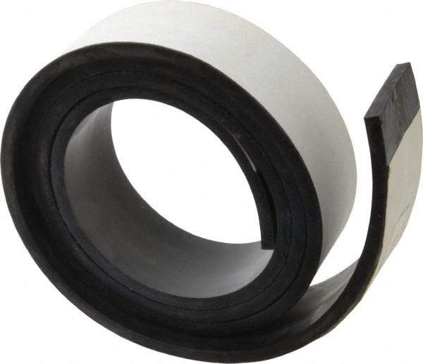 Made in USA - 1/4" Thick x 2" Wide x 60" Long, Adhesive Backed Buna-N Rubber Strip - Stock Length, 70 Shore A Durometer, 2,500 psi Tensile Strength, -20 to 170°F, Black - Apex Tool & Supply