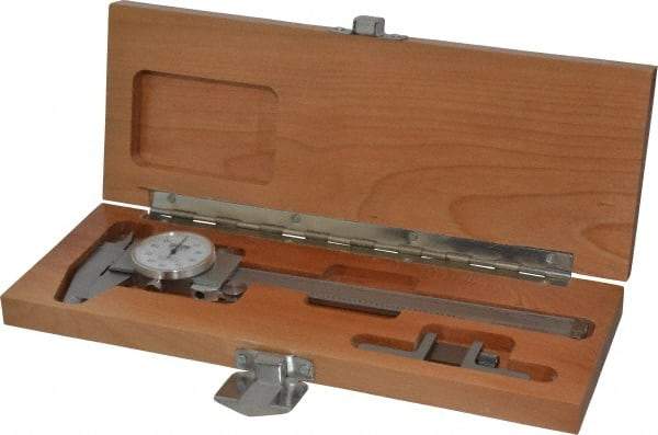 Fowler - 0" to 6" Range, 0.001" Graduation, 0.1" per Revolution, Dial Caliper - White Face, 1.54" Jaw Length - Apex Tool & Supply