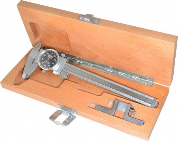 Fowler - 0" to 6" Range, 0.001" Graduation, 0.1" per Revolution, Dial Caliper - Black Face, 1.54" Jaw Length - Apex Tool & Supply