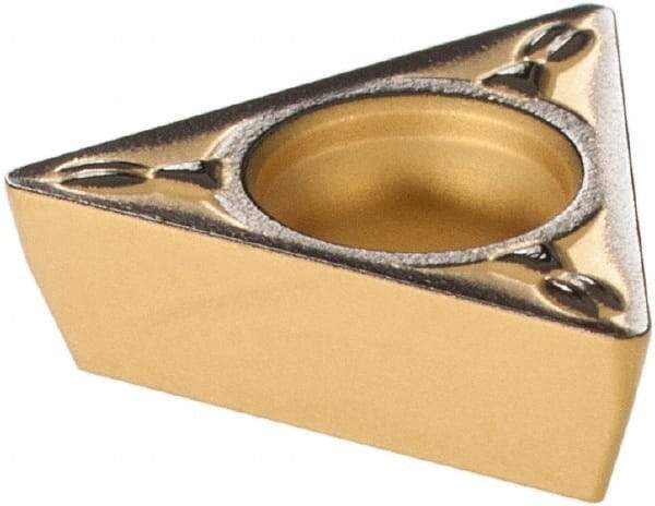 Sumitomo - TPMT221 ESU Grade AC630M Carbide Turning Insert - Al2O3 Finish, 60° Triangle, 1/4" Inscr Circle, 1/8" Thick, 1/64" Corner Radius - Apex Tool & Supply