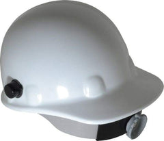 Fibre-Metal - ANSI Type I, Class G Rated, 8-Point, Ratchet Adjustment Hard Hat - Size 6-1/2 to 8, White, Standard Brim - Apex Tool & Supply