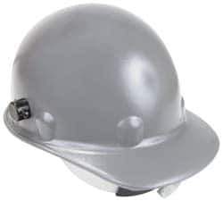 Fibre-Metal - ANSI Type I, Class G Rated, 8-Point, Ratchet Adjustment Hard Hat - One Size Fits Most, Gray, Standard Brim - Apex Tool & Supply