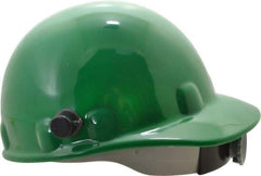 Fibre-Metal - ANSI Type I, Class G Rated, 8-Point, Ratchet Adjustment Hard Hat - Size 6-1/2 to 8, Green, Standard Brim - Apex Tool & Supply