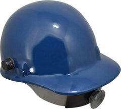 Fibre-Metal - ANSI Type I, Class G Rated, 8-Point, Ratchet Adjustment Hard Hat - Size 6-1/2 to 8, Dark Blue, Standard Brim - Apex Tool & Supply