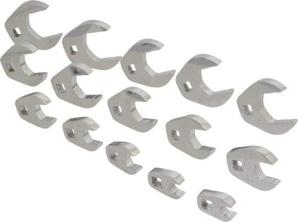 Proto - 15 Piece 3/8" Drive Open End Crowfoot Wrench Set - 3/8 to 1-1/4", with Clip Rail - Apex Tool & Supply