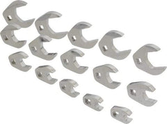 Proto - 15 Piece 3/8" Drive Open End Crowfoot Wrench Set - 3/8 to 1-1/4", with Clip Rail - Apex Tool & Supply