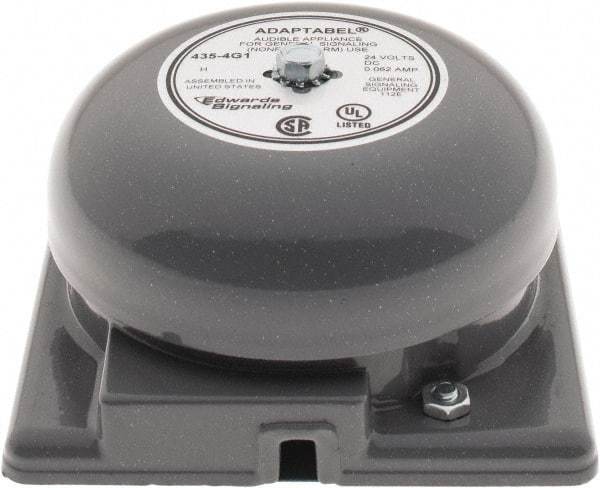 Edwards Signaling - 4" Diam, 24 VDC Bell - 0.062 Amps, 90 Decibles at 10', Vibrating, Waterproof - Apex Tool & Supply