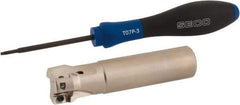 Seco - 7/8" Cut Diam, 0.354" Max Depth of Cut, 3/4" Shank Diam, 3.39" OAL, Indexable Square Shoulder End Mill - XO.X 10T3.. Inserts, Cylindrical Shank, 90° Lead Angle, Through Coolant, Series Turbo 10 - Apex Tool & Supply