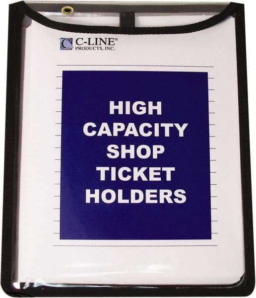 C-LINE - 15 Piece Clear High Capacity with Gussett Stitched Shop Ticket Holder - 12" High x 9" Wide - Apex Tool & Supply