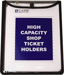 C-LINE - 15 Piece Clear High Capacity with Gussett Stitched Shop Ticket Holder - 12" High x 9" Wide - Apex Tool & Supply