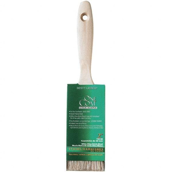 Krylon - 9/16" Flat White China Bristle Trim Brush - 2" Bristle Length, 2-3/4" Wood Beavertail Handle - Apex Tool & Supply