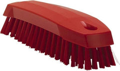 Vikan - 1" Bristle Length, Polyester Scrub Brush - 6-1/4" Long x 7" Wide Head, 7" OAL, Red, Polypropylene Block - Apex Tool & Supply