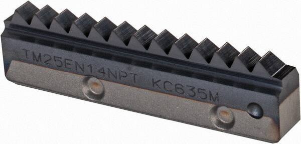 Kennametal - 14 TPI, Internal/External Thread, NPT Standard, TM25 KC635M Grade Thread Mill Insert - Carbide, TiAlN Coating - Apex Tool & Supply
