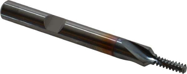 Emuge - #10-24 UNC, 0.136" Cutting Diam, 3 Flute, Solid Carbide Helical Flute Thread Mill - Internal Thread, 0.395" LOC, 2-1/2" OAL, 1/4" Shank Diam - Apex Tool & Supply