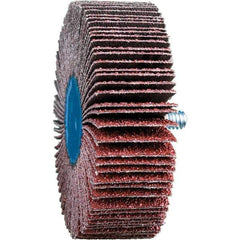 PFERD - 3" Diam x 1" Face Width, Aluminum Oxide Coated Mounted Flap Wheel - 1/4-20 Threaded Mount, 40 Grit, 20,000 Max RPM - Apex Tool & Supply