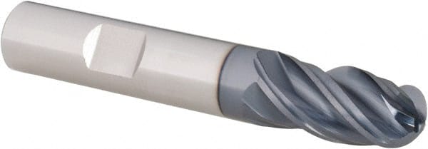SGS - 1/2" Diam, 1" LOC, 4 Flute Solid Carbide Ball End Mill - Apex Tool & Supply