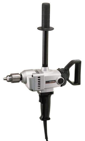 Makita - 1/2" Keyed Chuck, 500 RPM, Spade Handle Electric Drill - 9 Amps, 115 Volts, Reversible, Includes Chuck Key, Drill Chuck, Top Handle - Apex Tool & Supply