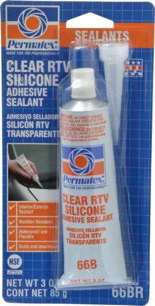 Permatex - 3 oz Tube Clear RTV Silicone Joint Sealant - -75 to 400°F Operating Temp, 24 hr Full Cure Time - Apex Tool & Supply