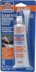 Permatex - 3 oz Tube Clear RTV Silicone Joint Sealant - -75 to 400°F Operating Temp, 24 hr Full Cure Time - Apex Tool & Supply