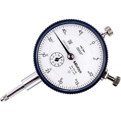 Mitutoyo - 1/2" Range, 0-50 Dial Reading, 0.0005" Graduation Dial Drop Indicator - 57mm Dial, 0.05" Range per Revolution, 0.0005" Accuracy, Revolution Counter - Apex Tool & Supply
