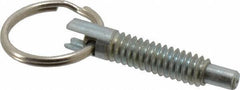 Gibraltar - 1/4-20, 0.8" Thread Length, 0.155" Plunger Diam, 1/4" Plunger Projection, 1 Lb Init to 2.5 Lb Final End Force, Steel Locking Pull Ring Plunger - 0.8" Len Under Head, 1.14" Body Len, 0.62" Ring Diam, 1.14" Plunger Len, 0.34" Head Height - Apex Tool & Supply