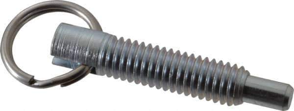Gibraltar - 3/8-16, 1.2" Thread Length, 0.233" Plunger Diam, 3/8" Plunger Projection, 2 Lb Init to 4 Lb Final End Force, Steel Locking Pull Ring Plunger - 1.2" Len Under Head, 1.68" Body Len, 0.98" Ring Diam, 1.68" Plunger Len, 0.48" Head Height - Apex Tool & Supply